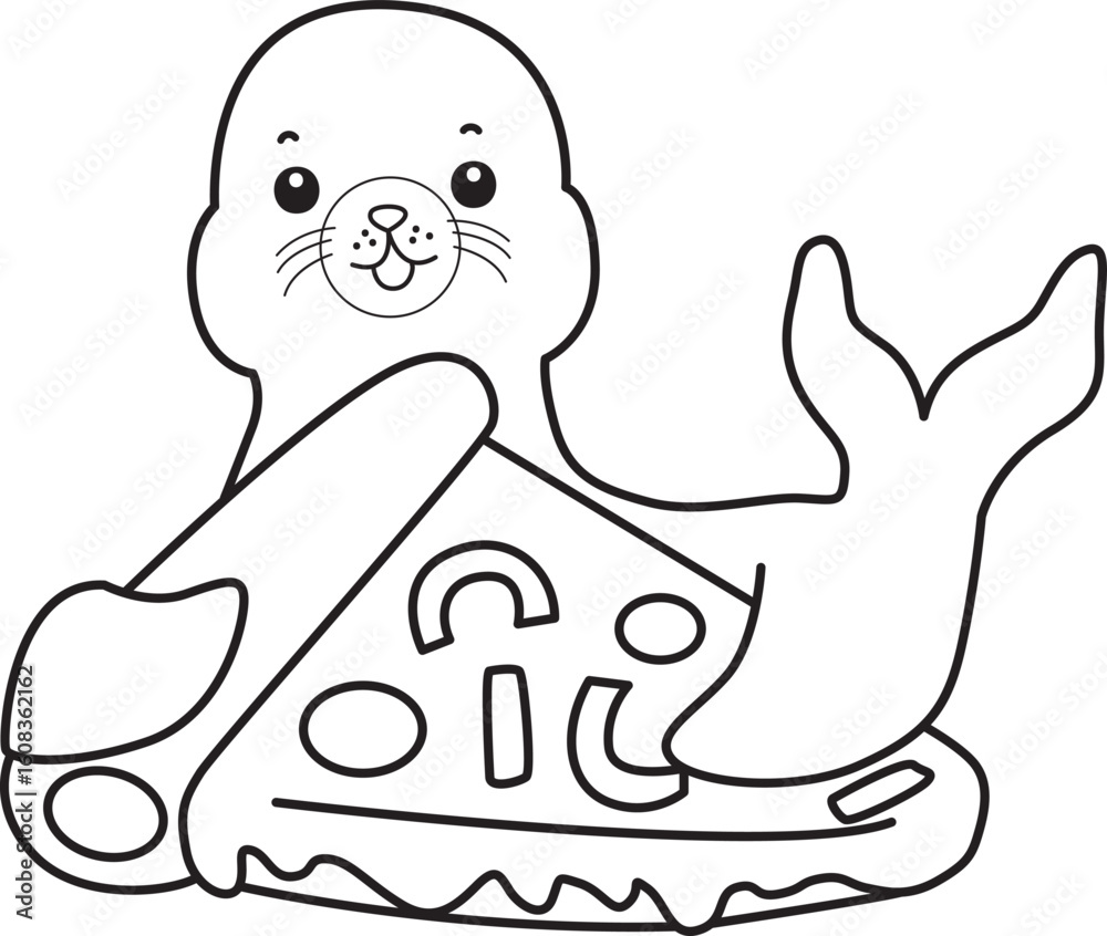 Obraz premium Coloring pages of cute seal stock illustration.