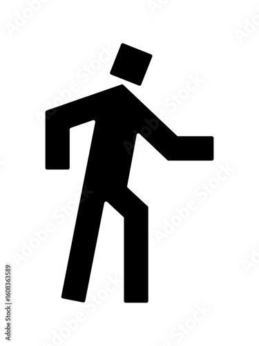 角張った人が歩く白黒のアイコン