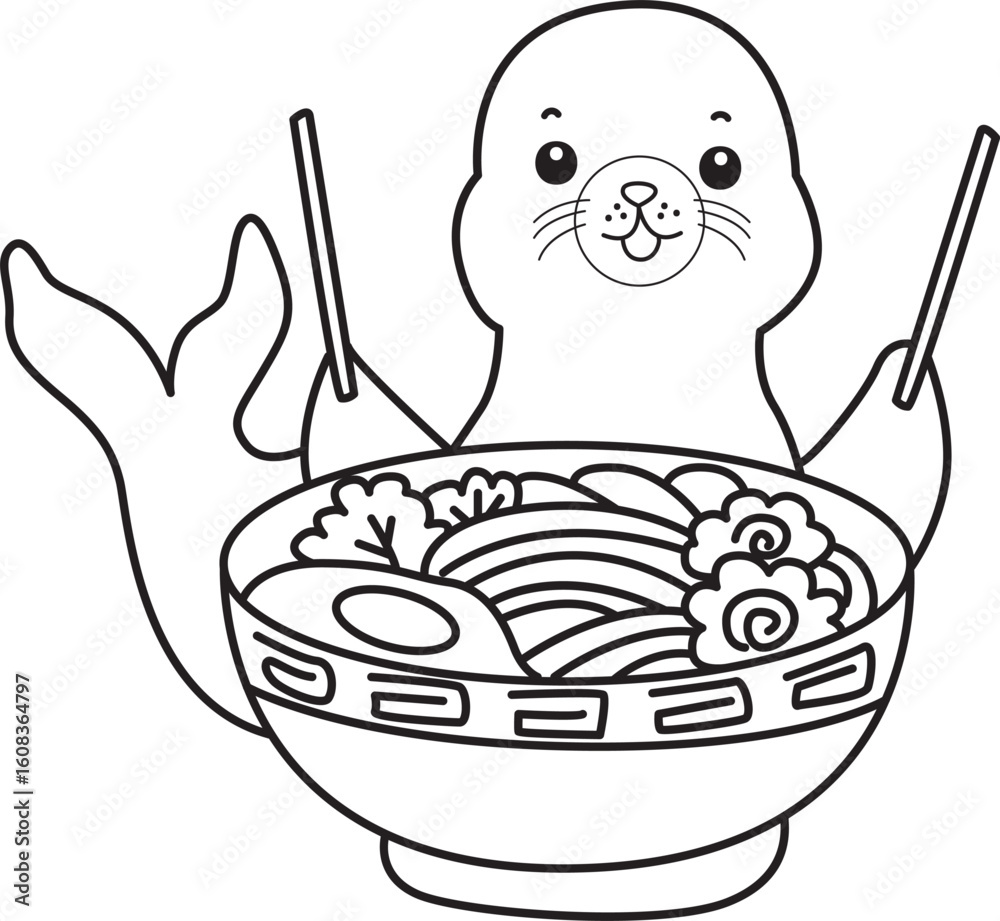 Obraz premium Coloring pages of cute seal stock illustration.