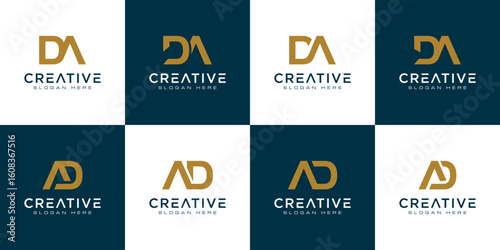 set of initials letter D and A abstract logo