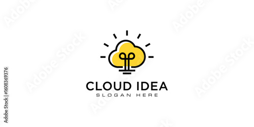 cloud idea bulb logo vector design