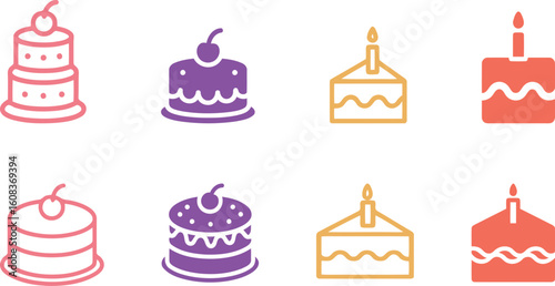 Vibrant Assortment of Delicious Birthday Cakes and Sweet Pastries with Candles