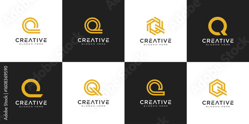 set of initial letter Q logo design vector