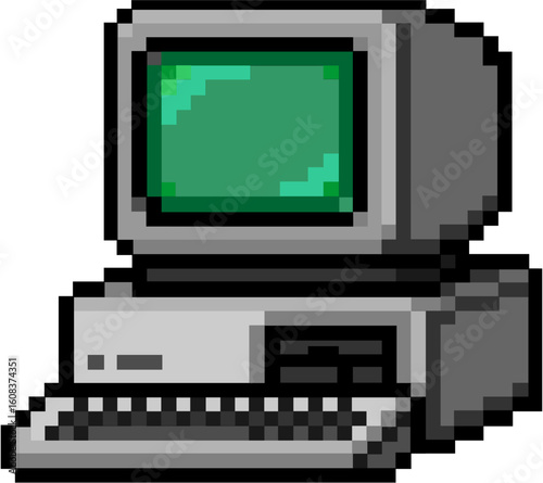 Retro Computer Graphic: A vintage computer, featuring a classic monitor, keyboard, and the overall design, evokes a sense of nostalgia and the early days of technology.
