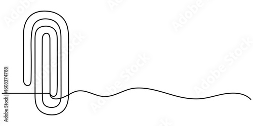Continuous one line drawing of Paper clip. Single line drawing illustration of Metal paper clip. Realistic paper clip concept vector art. Doodle line illustration. 