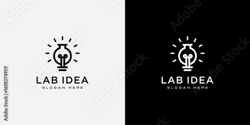 lab bulb idea logo vector design