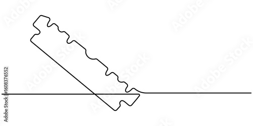Razor blade continuous one line art drawing, continuous single drawn one line razor, Razor hand drawn picture silhouette line art cutting blade razor vector illustration. 