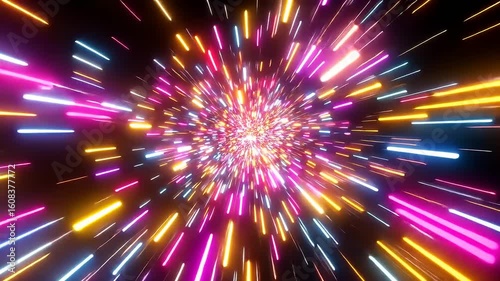 Wallpaper Mural Vibrant explosion of colorful light streaks creating a dynamic visual effect in a dark background Torontodigital.ca