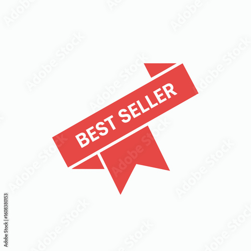 Red best seller ribbon with white lettering