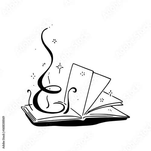 fantasy book of spells with enchanting aura