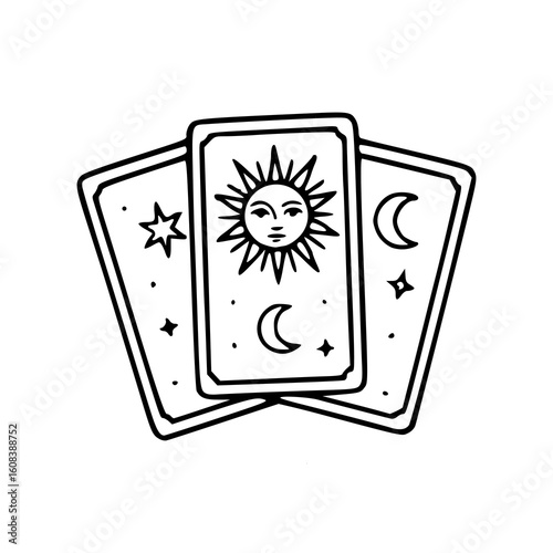 mystical tarot card set with sun and moon