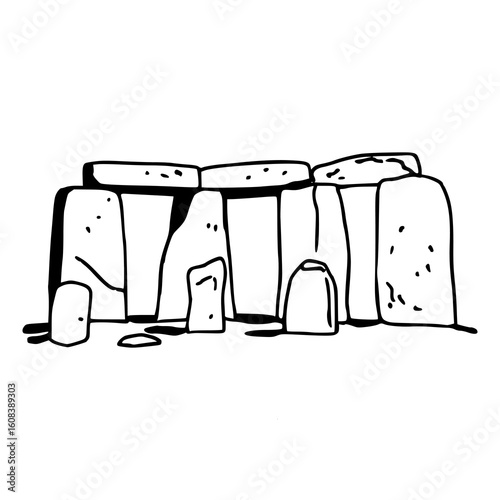 prehistoric Stonehenge landmark line art