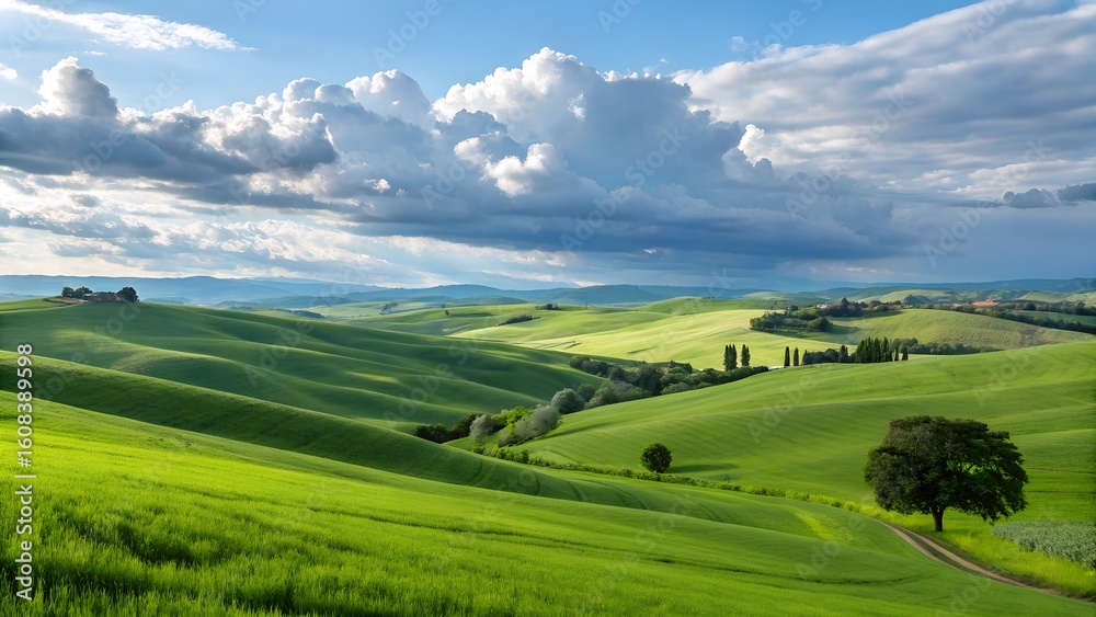 Naklejka premium Breathtaking Tuscany Rolling Hills Landscape