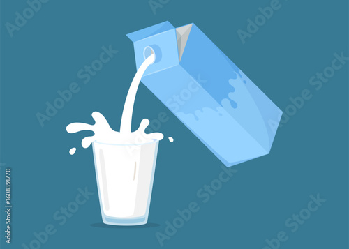 Pouring milk into a glass stock illustration