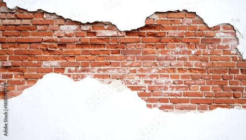 Brick wall with missing plaster