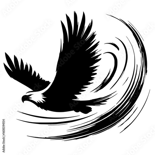 Abstract silhouette of a flying eagle