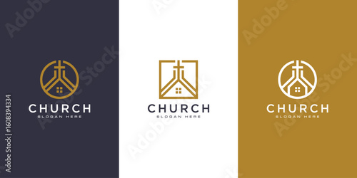 set of church christian logo design vector