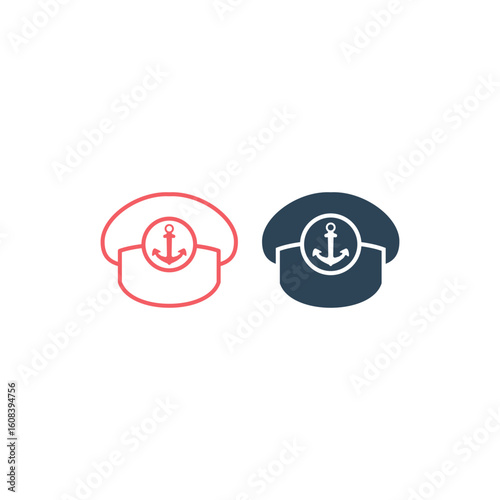 Captain hat vector illustration icons set