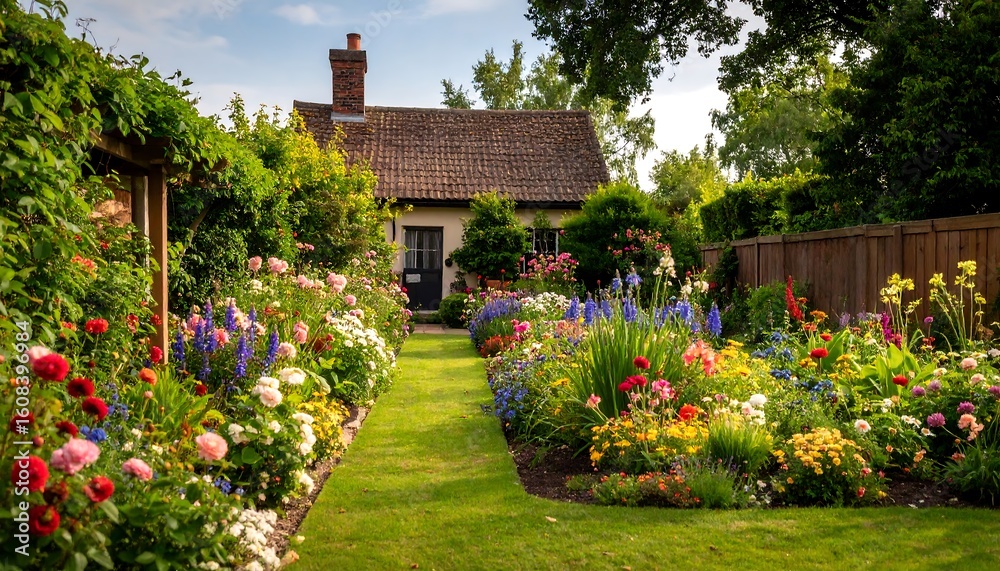 Fototapeta premium Beautiful garden and cottage