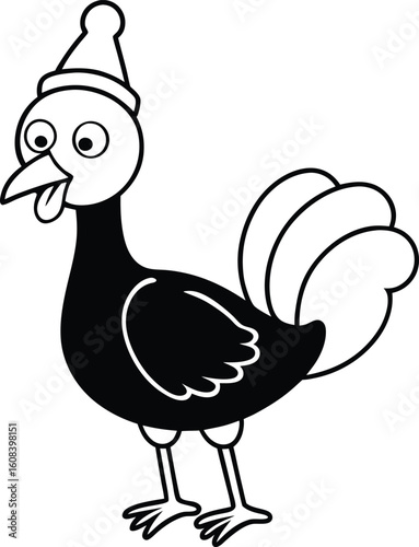 cartoon vector full body wear a christmas hat turk (1).eps
