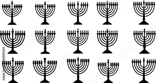 Silhouette-style Hanukkah menorah vector illustration

