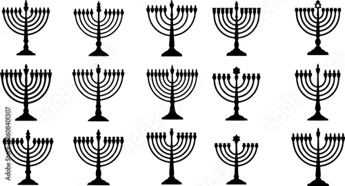 Silhouette-style Hanukkah menorah vector illustration
