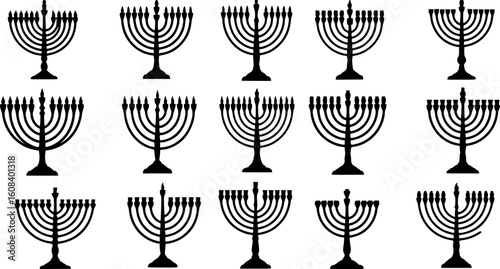 Silhouette-style Hanukkah menorah vector illustration
