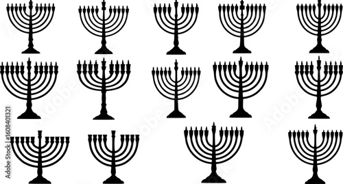 Silhouette-style Hanukkah menorah vector illustration
