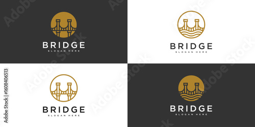 set of Bridge architecture and constructions logo design