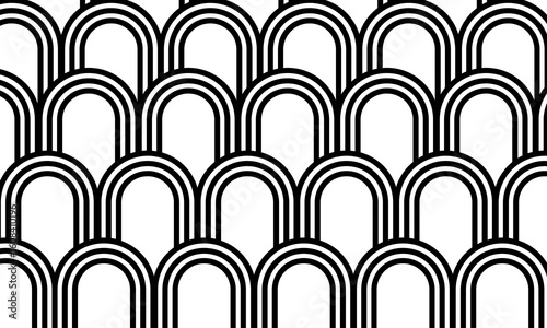 Seamless Arc Pattern Black White Minimalist Background