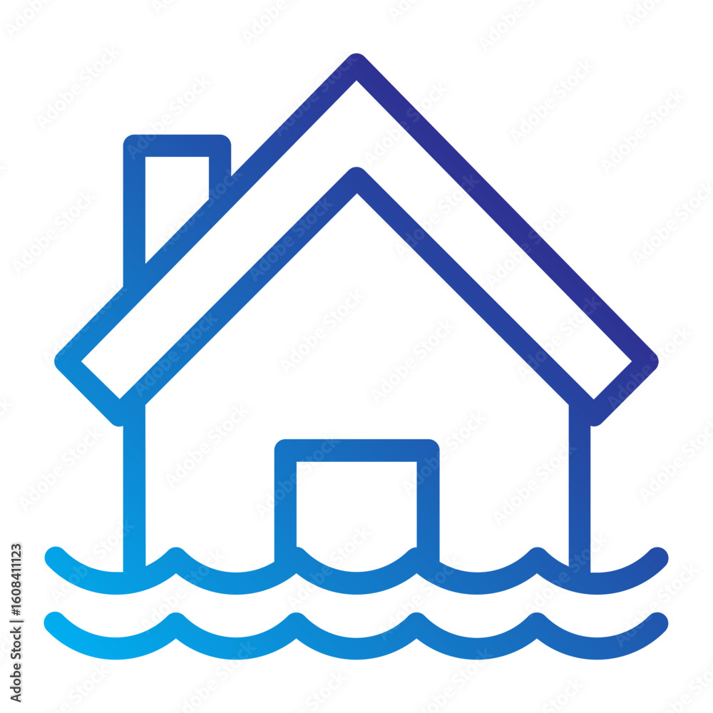 Obraz premium Flooded house icon