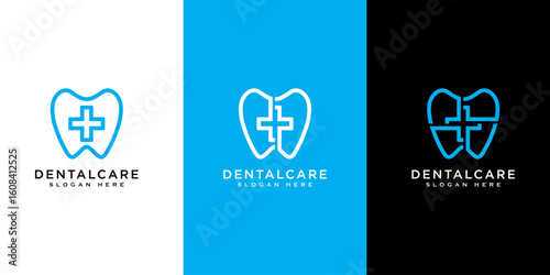 dental care or plus logo design vector line style