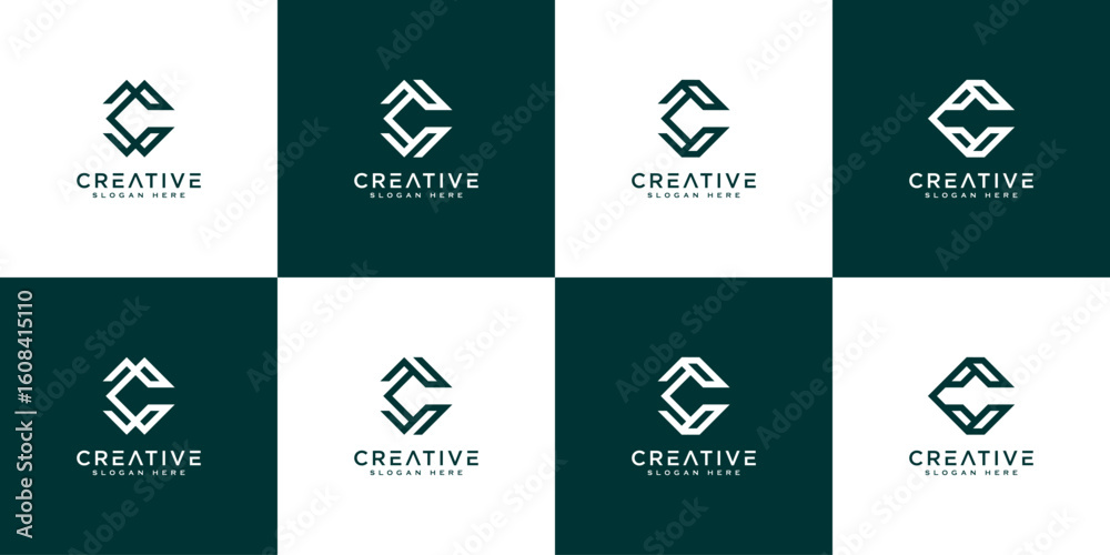Fototapeta premium Set of initial letter C abstract logo vector template