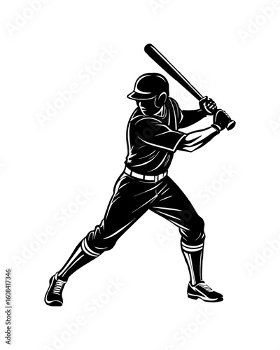 Baseball player in batting stance ready to swing bat