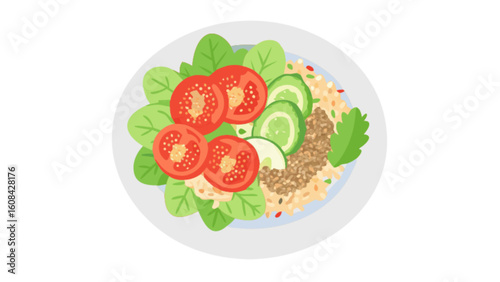 Healthy eating salad bowl with fresh vegetables and grains for diet and nutrition balanced meal plan idea