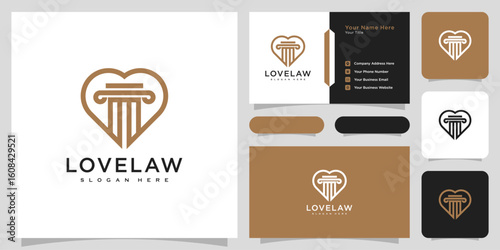 love and law firm logo vector design and business card