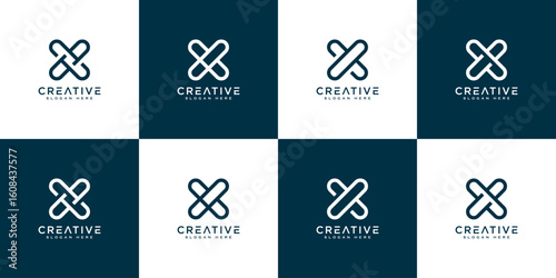 set of initials letter X abstract logo