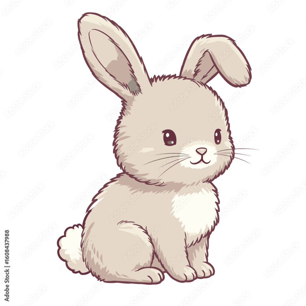 Obraz premium Adorable Fluffy Baby Bunny – Cute Cartoon Rabbit Vector Art