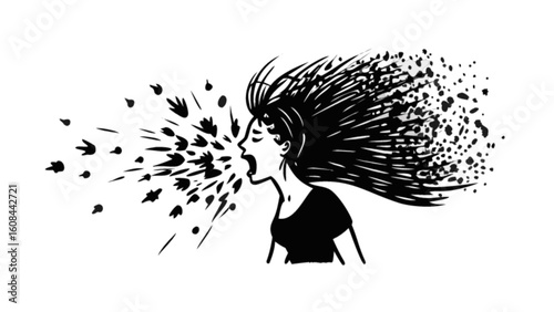 Woman shouting angry expression vector illustration design for mental health and emotional outburst concept