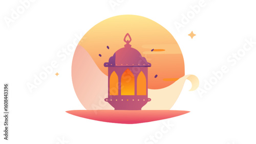 Ramadan kareem lantern illustration for islamic festival and celebration with decorative elements design