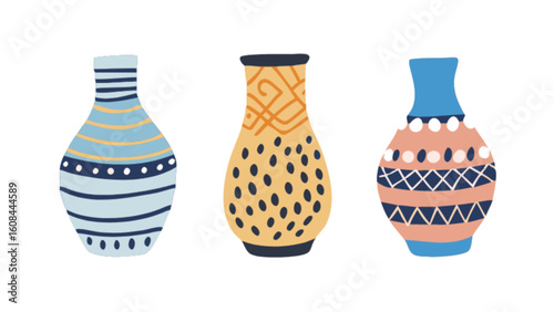 Decorative vases pottery art design flower vase vintage vase ceramic vase hand painted vase home decor illustration