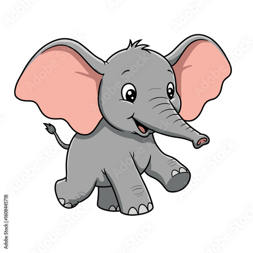 Adorable Playful Baby Elephant Calf – Cute Cartoon Animal Vector