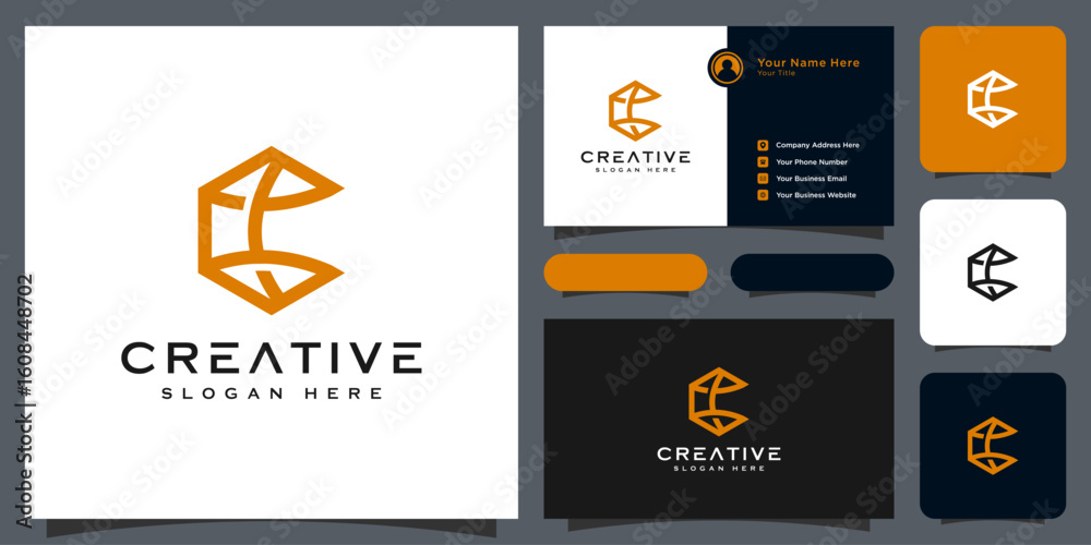 Fototapeta premium initial letter c logo line style vector design