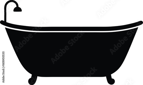 Bathtub Silhouette Vector Art Illustration