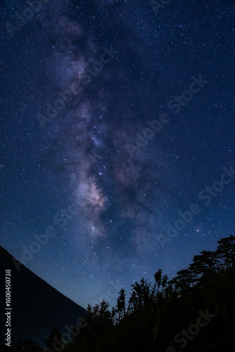 鳥取の名峰大山を前景にした夏の天の川の星景写真