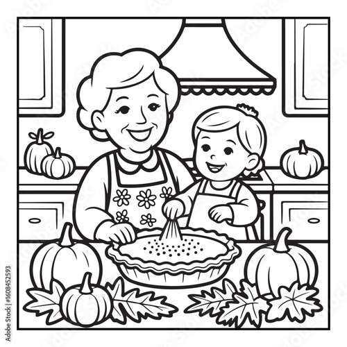 Bold and Easy Cozy Halloween Coloring Pages, Line Art, Vector Illustration, Black and White, Halloween, Coloring Pages, Coloring Book, 8.5x8.5" Design, Halloween holiday