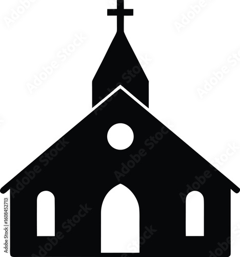 Church Silhouette Vector Art Illustration