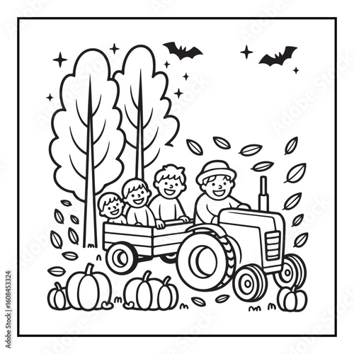 Bold and Easy Cozy Halloween Coloring Pages, Line Art, Vector Illustration, Black and White, Halloween, Coloring Pages, Coloring Book, 8.5x8.5