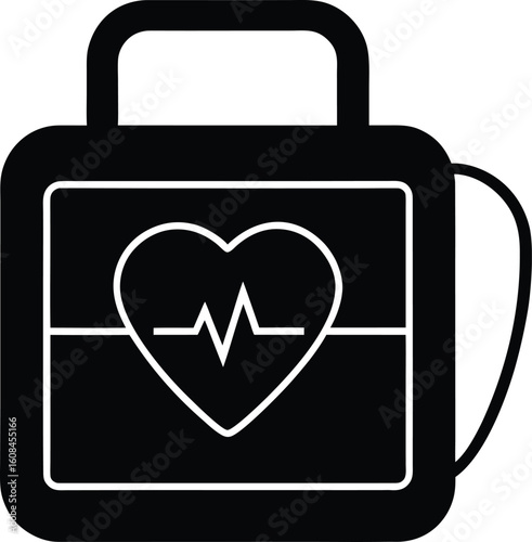 Defibrillator Silhouette Vector Art Illustration