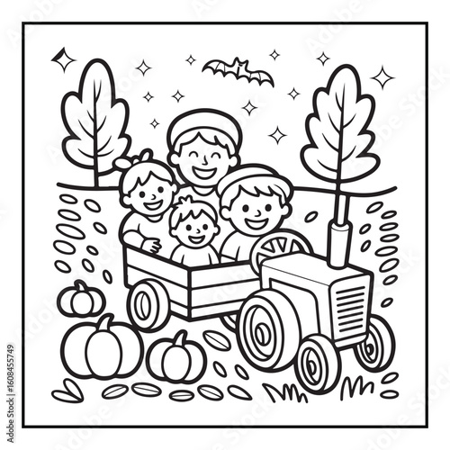 Bold and Easy Cozy Halloween Coloring Pages, Line Art, Vector Illustration, Black and White, Halloween, Coloring Pages, Coloring Book, 8.5x8.5